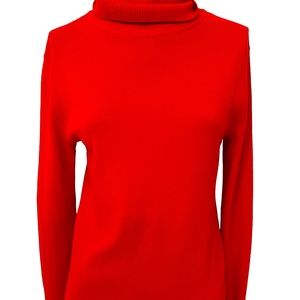 Red  Knitted Long Sleeves Cowl Neckline Sweater Size Medium
